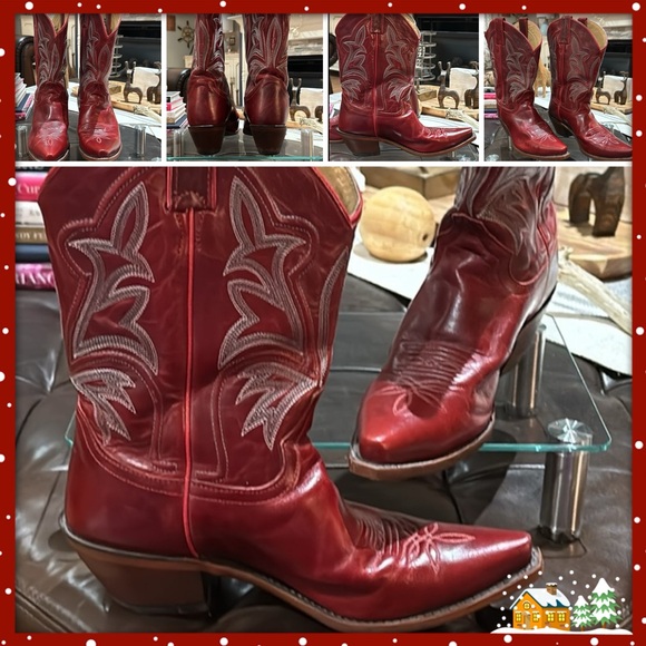 🪧 Gorgeous Justin Women’s Embroidered Leather Western Boots Red 10 Wide